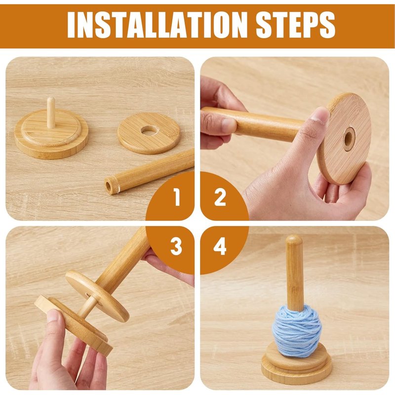 Wooden Yarn Holder Dispenser for Crocheting and Knitting - Double Spindle Craft Accessory