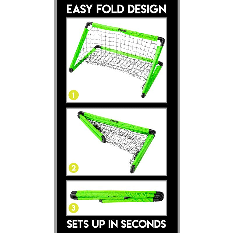 Franklin Sports Kids Mini Soccer Goal Set - Green/Black with Ball & Pump