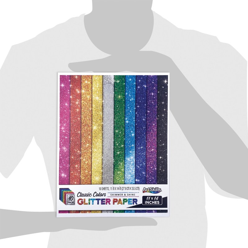 Glitter Paper Sheets - 11x14 Inch Assorted Craft & Scrapbooking Paper, 10 Pack
