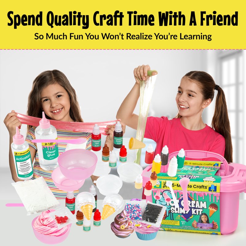 Kids Ice Cream Slime Craft Kit - Pretend Play Food Set for Ages 6+