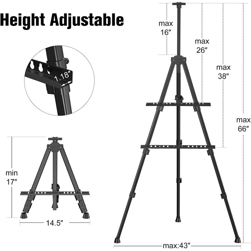 Adjustable Art Easel Stand for Painting & Display - Portable Aluminum Tripod