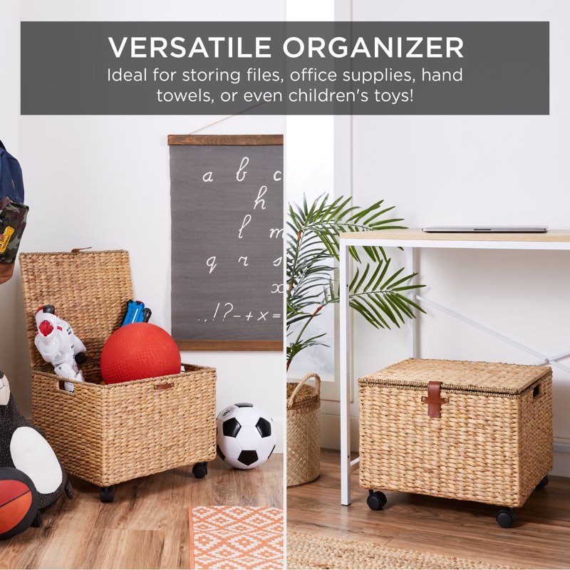 Hyacinth Rolling Filing Cabinet with Locking Wheels and Storage Basket