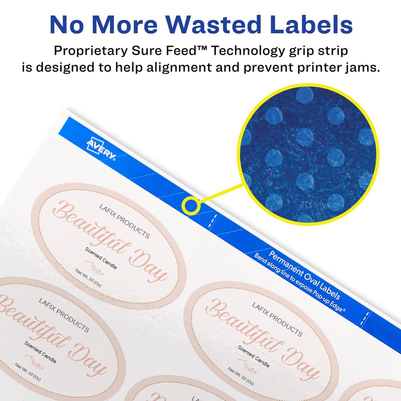Printable Oval Labels White 1.5 x 2.5 Inches Glossy Pack of 180+