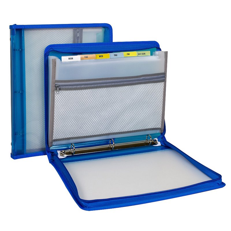 Zippered Expandable File Organizer with 3-Ring Binder and Pockets