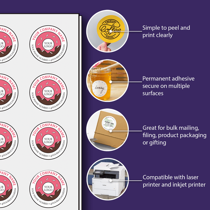 Printable Round Label Stickers - 0.75 Inch White Circular Labels, 2000 Sheets