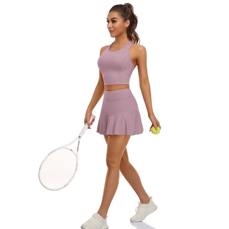 Women's 2 Piece Tennis Skirt Sets with Built-in Shorts & Pockets - Athletic Dress
