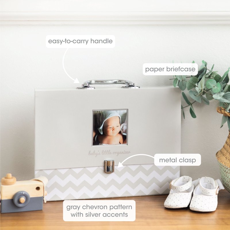 Baby Document Organizer Briefcase with 9 Folders, Gray Chevron