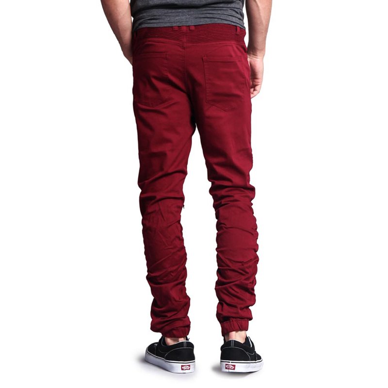 Men's Biker Twill Jogger Pants with Stretch and Multiple Pockets