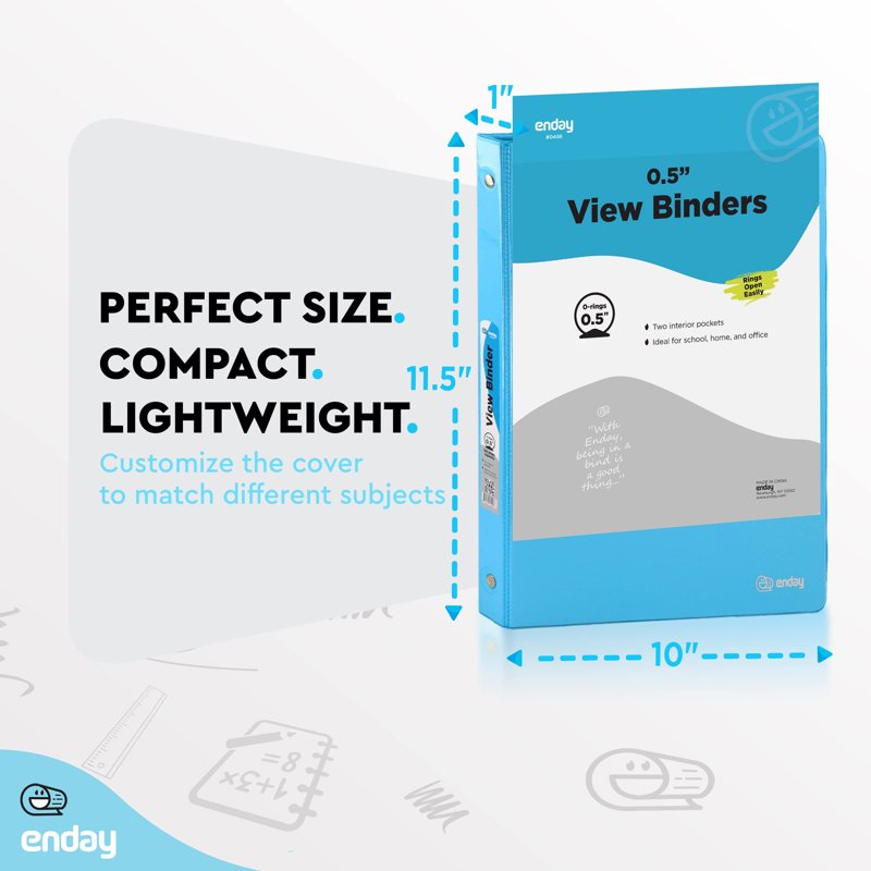 3-Ring View Binder 1/2 Inch Pack of 4 Assorted Colors Durable & Eco-Friendly
