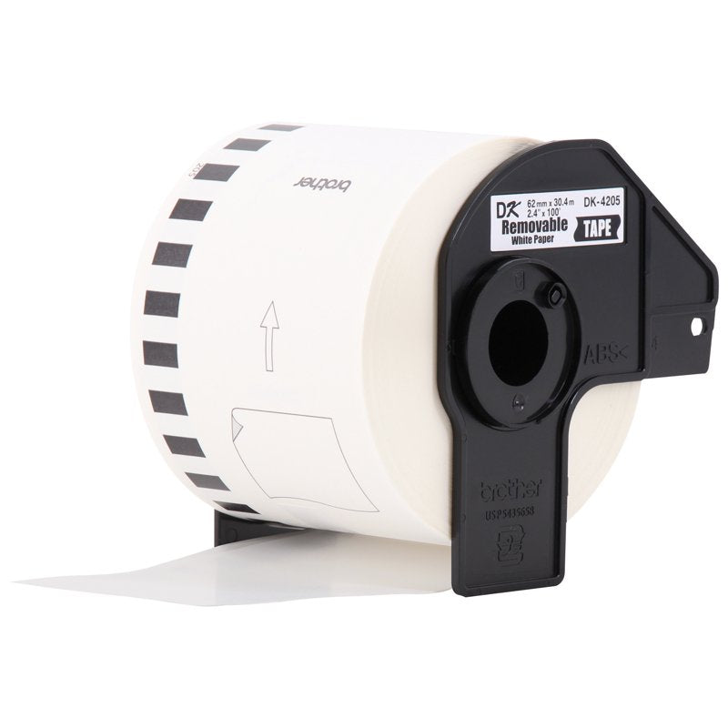 Removable White Paper Label Tape for Brother QL Printers - 2.4 in x 100 ft