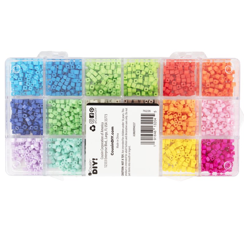 Rainbow Square Glass Seed Bead Assortment with Storage Case - 2000 Pieces, Jewelry Crafts