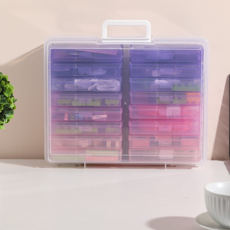 Multi-Color Photo & Craft Storage Box with 16 Inner Cases for Photos, Puzzles, Cards & Seeds