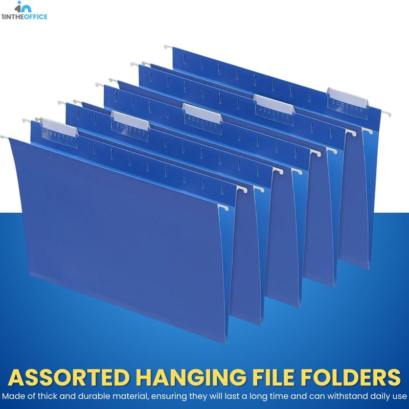 Letter-Size Blue Hanging File Folders with Adjustable Tabs - 25 Pack