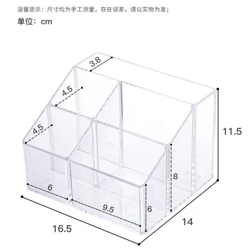 Acrylic Pen Organizer Storage Box - Translucent Desktop Office & Makeup Supplies