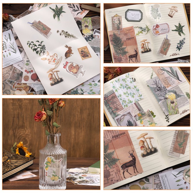 Vintage Scrapbooking Stickers & Paper Set for Art Journaling - 260 Pieces