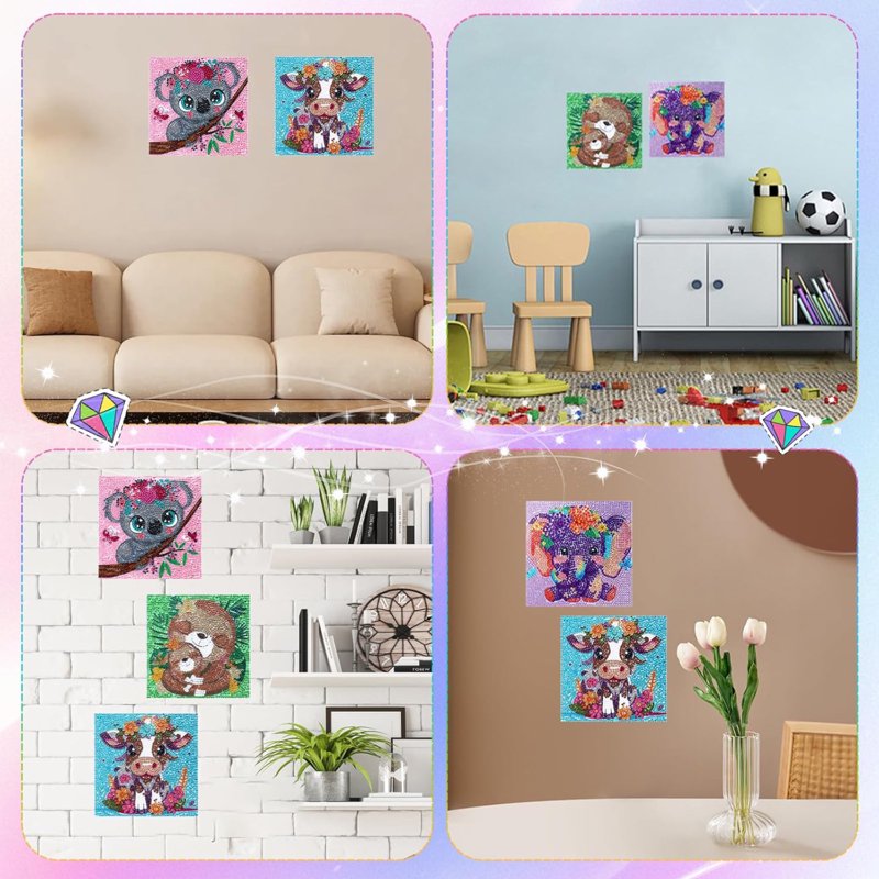 Kids Diamond Painting Kits - 4 Animal-Themed Art Sets for Children Ages 4-12