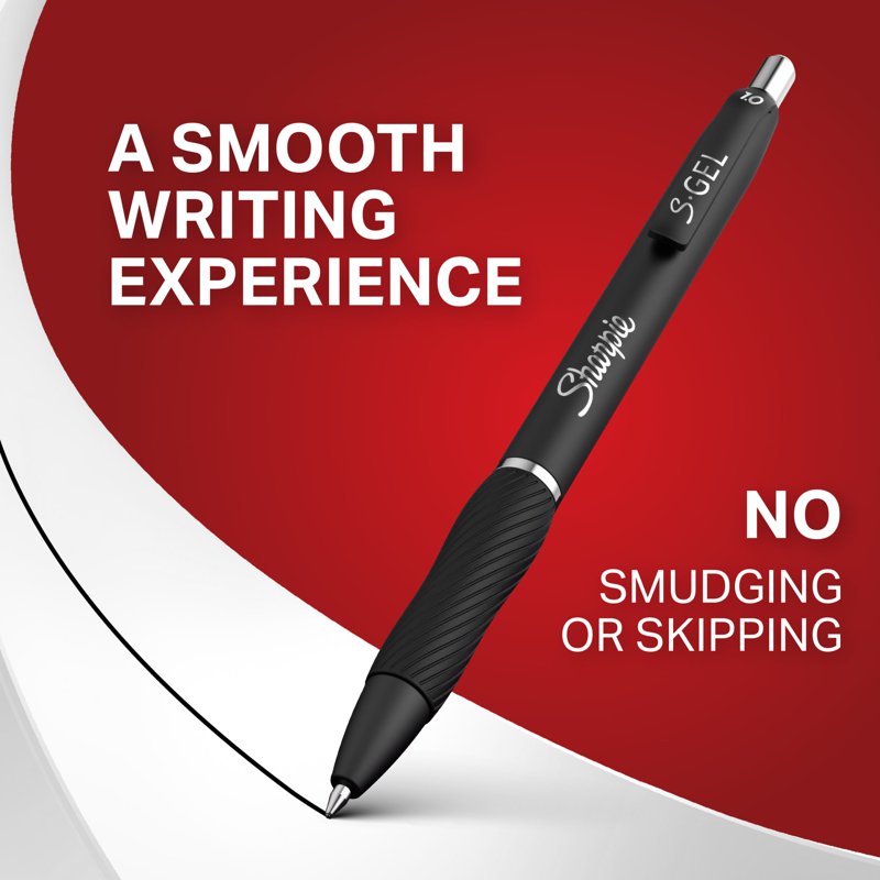 Gel Pen Set with 1.0mm Bold Point - Black Ink, No Smear, 36 Count