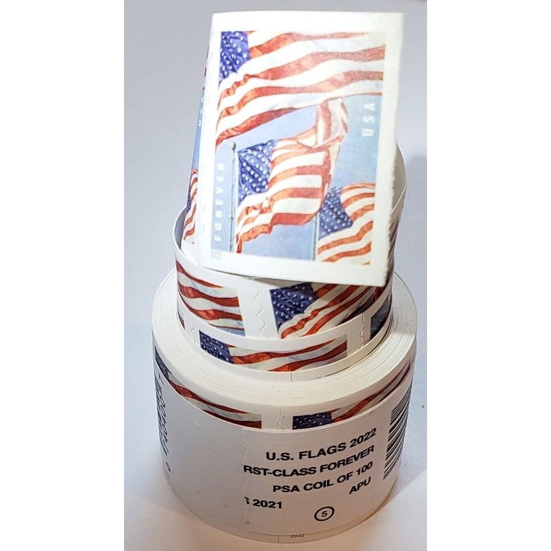 USPS Forever Stamp Roll of 100 U.S. Flag 2022 - Official Postal Stamp