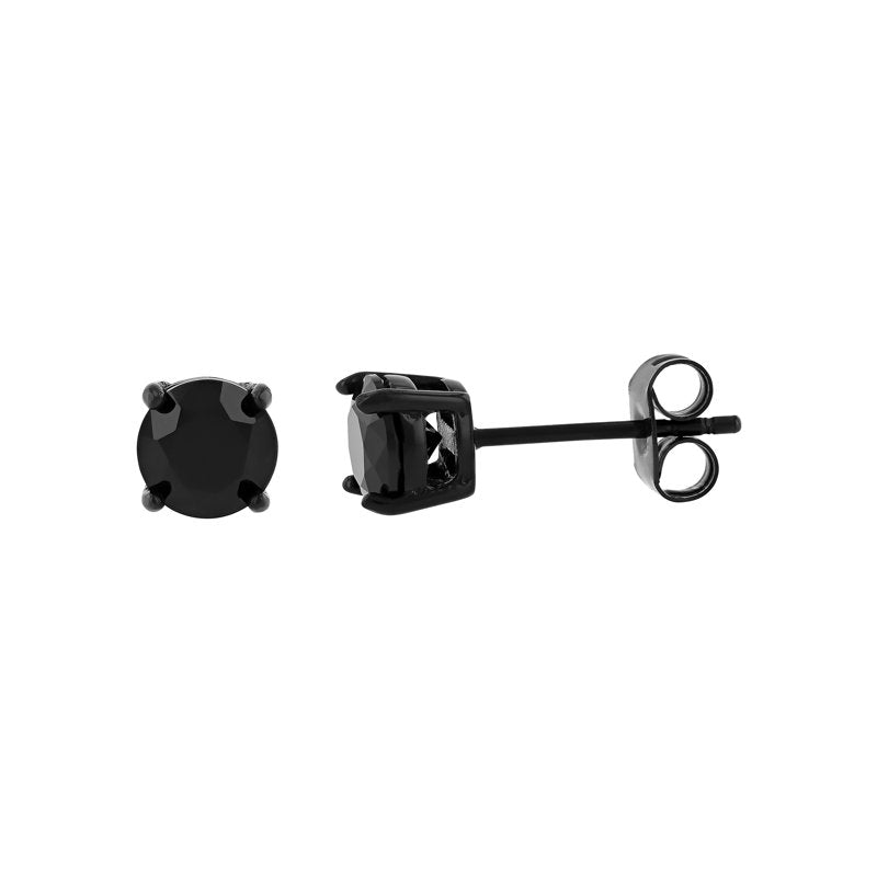 Men's Stainless Steel Set of 3 Black and White Finish Stud Earrings