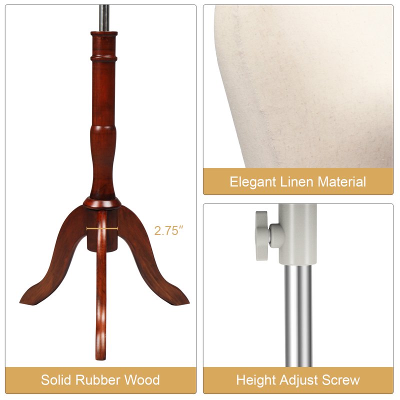 Female Dress Form Mannequin Torso with Wooden Tripod Stand Adjustable Height
