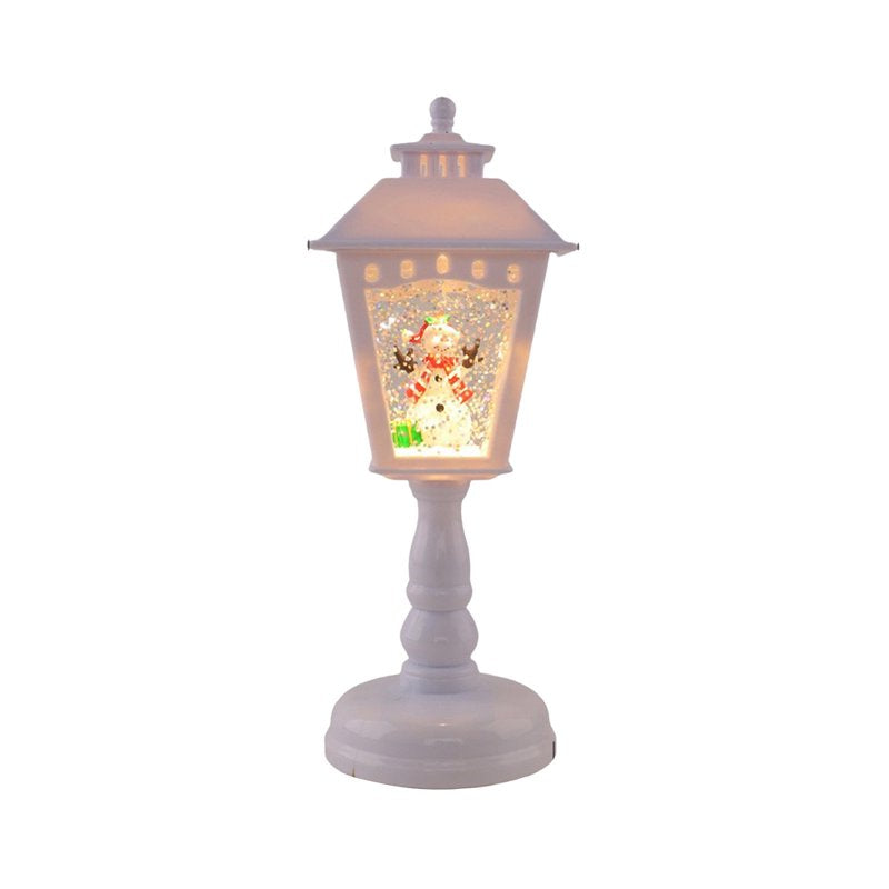 Christmas Snow Globe Lamp - Resin Phone Booth Decor with Warm Ambient LED Light