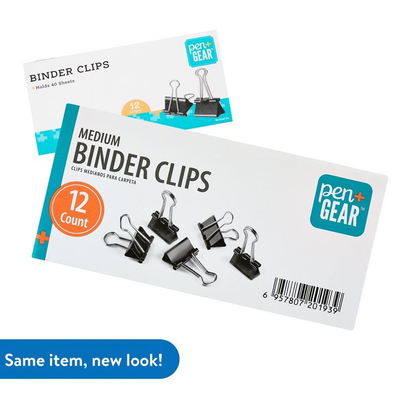 Binder Clips Medium Metal Black 12-Count Office Supplies