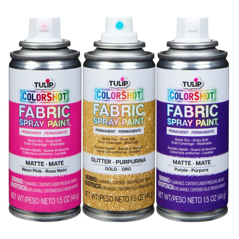 Fabric Spray Paint Set - Permanent, Quick-Dry, 3 Colors for Light Fabrics