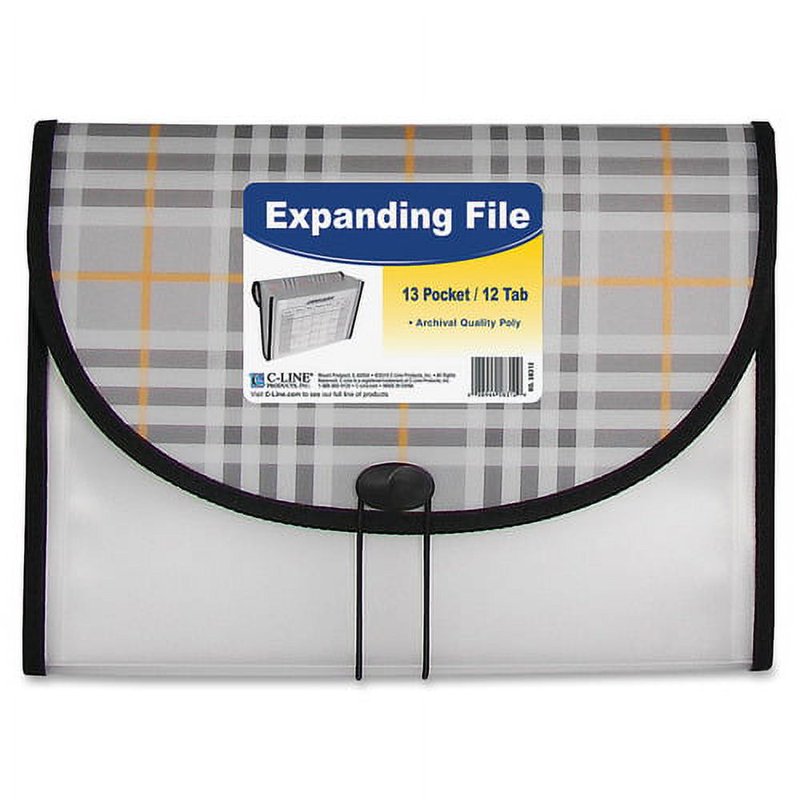 13-Pocket Expanding File Folder with Plaid Design - Office Organization