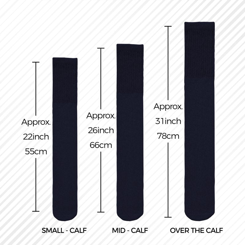 Diabetic Over The Calf Socks – Non-Binding Cushioned Cotton Knee High Men’s Socks Navy 6 Pairs