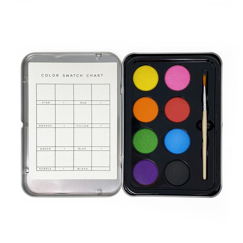 Watercolor Painting Set for Artists with Travel Tin Case - 8 Vibrant Colors & Brush