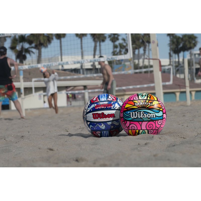 Wilson Graffiti Outdoor Volleyball - Official Size, MultiColor & White/Orange