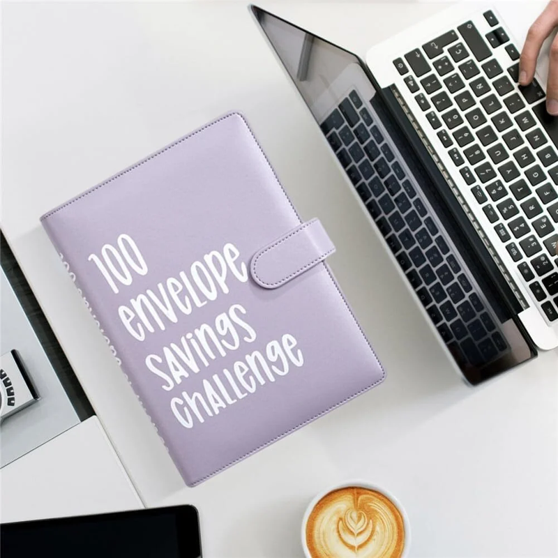 Money Saving Challenge Binder with Cash Envelopes - 100 Envelopes Set for Budgeting and Goal Tracking