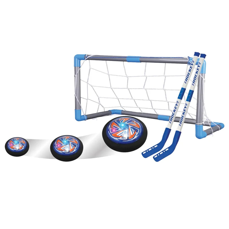 Kids Indoor Outdoor Hockey Set with Hover Puck and Goals - Active Play
