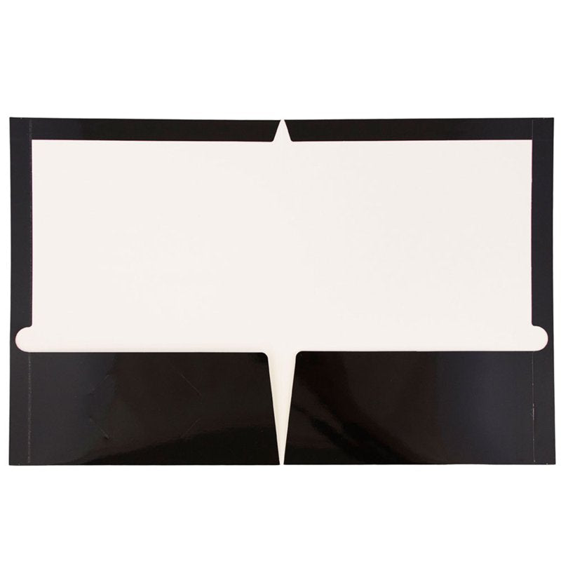 Black Two-Pocket Folder with Business Card Slot - Pack of 6