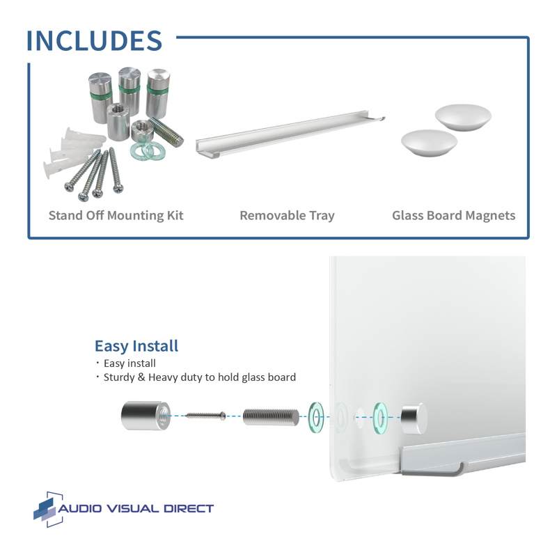 Magnetic Glass Dry-Erase Whiteboard Set - Multiple Sizes, Includes Magnets & Tray
