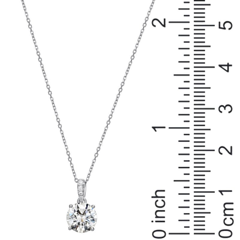 Moissanite Solitaire Pendant Necklace in Two-Tone Sterling Silver - 2 Carats