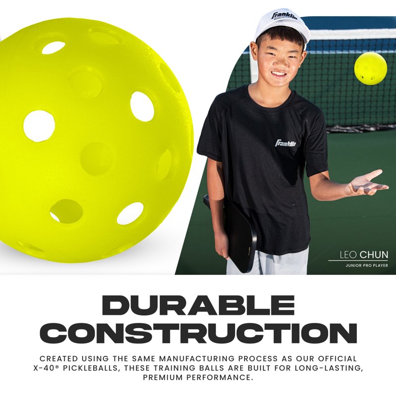 Optic 80mm Training Pickleballs (3 Pack) – Oversized Practice Balls by Franklin Sports