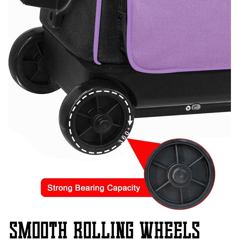 WOLT Purple Double Roller Bowling Bag for 2 Balls with Retractable Handle 40" - Variation: Purple