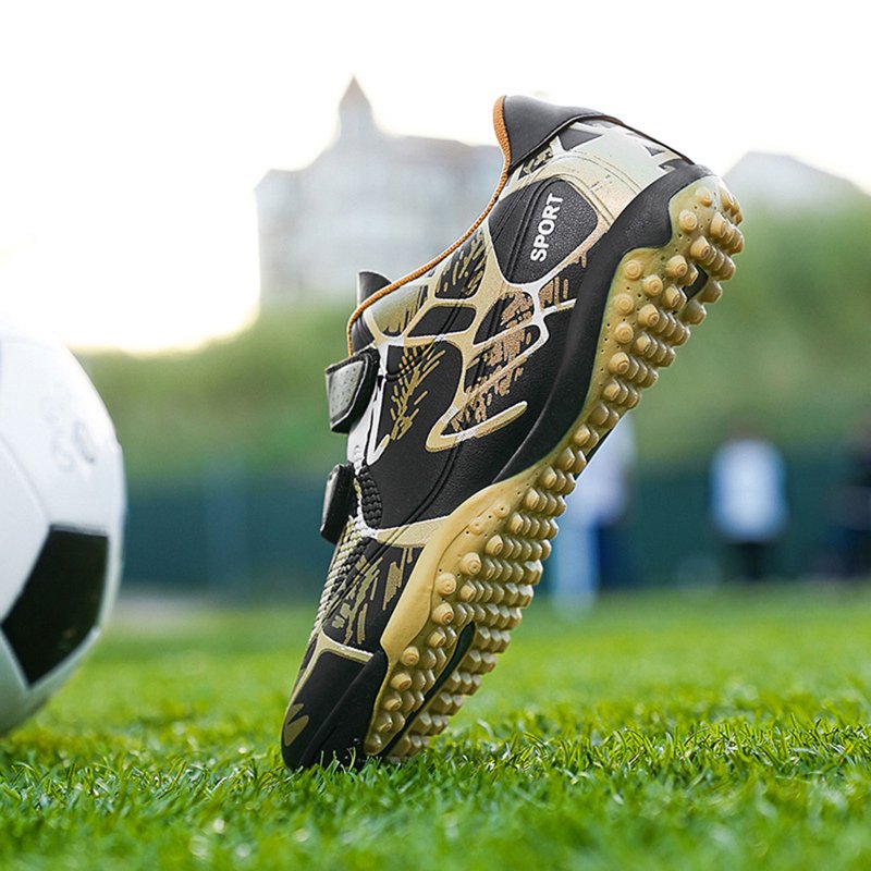 LRen Soccer Cleats Size 6 - Gold 4-Gold, Velcro, Lightweight Kids Football Shoes