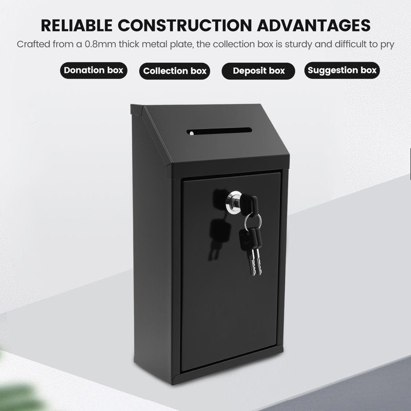 Metal Suggestion & Donation Box Wall Mount Lockable Collection Box