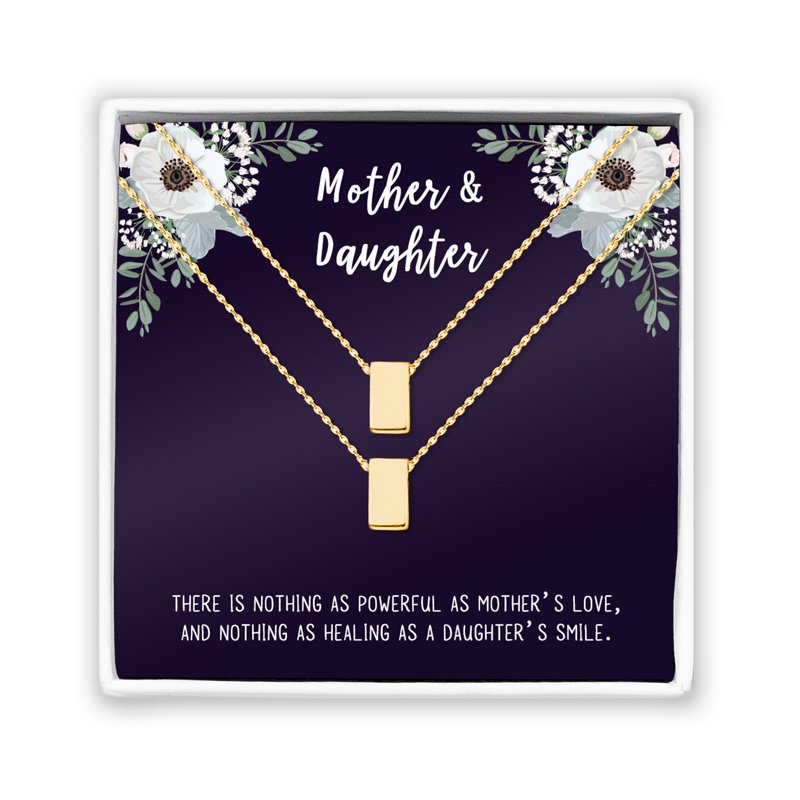 Matching Mom and Daughter Cube Necklace Set - Mother's Day Gift for Her, No Personalized Card