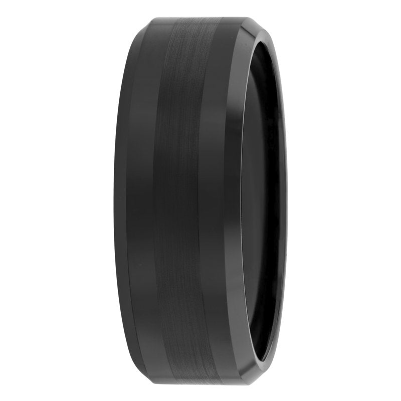 Men's Beveled Satin Center Tungsten Wedding Band - Durable Modern Men's Ring