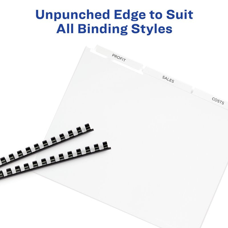 8-Tab Print & Apply Unpunched Binder Dividers - Pack of 25