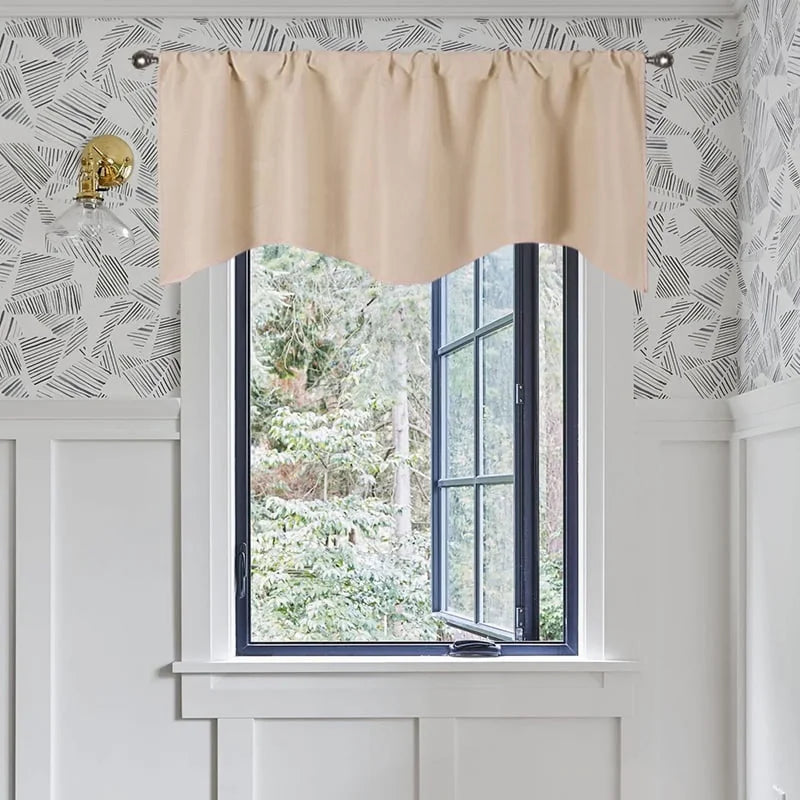 Solid Color Polyester Window Valance Curtains with Rod Pocket - Various Colors