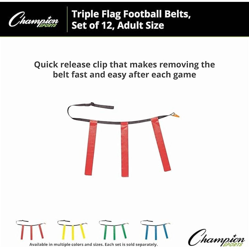Youth Flag Football Belt Set with Quick-Release Clips - Red Flags, 25-31 Inches