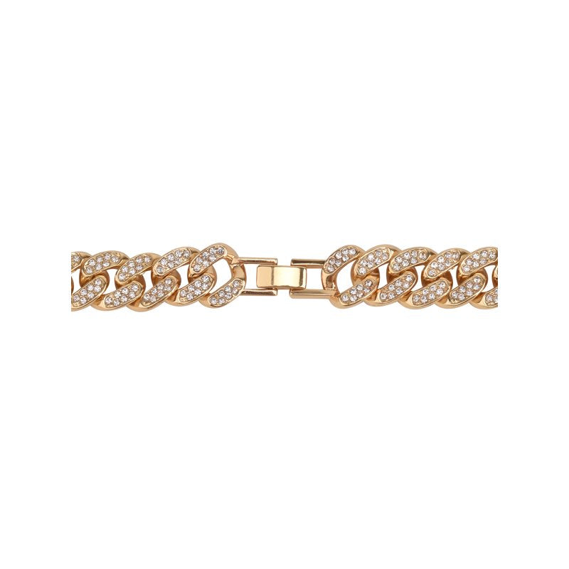 Men's Goldtone CZ Chain Necklace with Curb Style Link and Lobster Claw Clasp