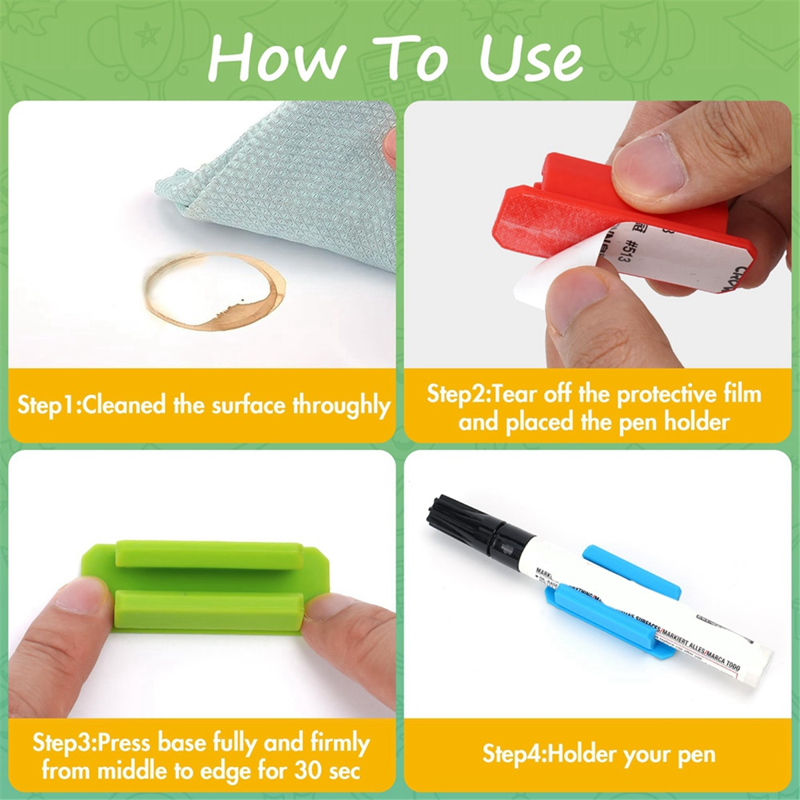 Silicone Pen Holders Pack - Multi-Color, 10 Pack, Adhesive Desk Organizers
