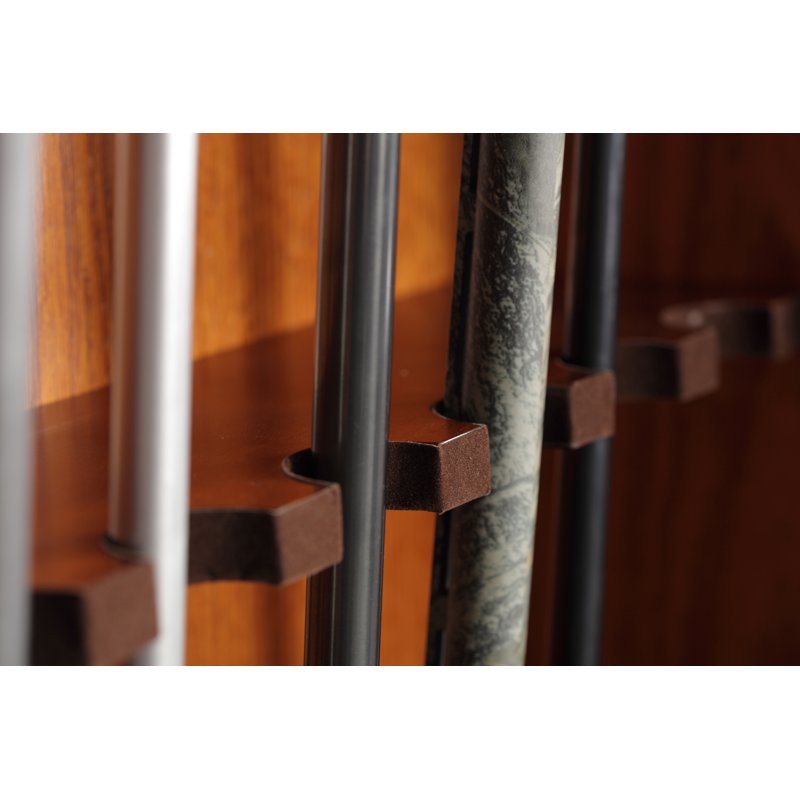8-Gun Locking Display Cabinet with Storage - Traditional Brown Wood Finish