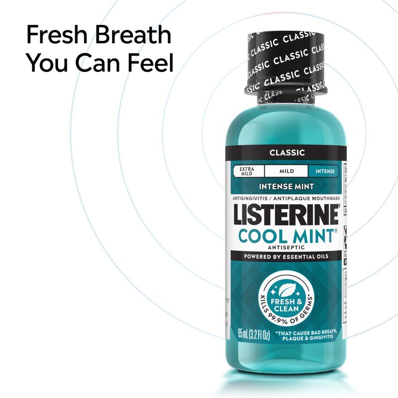 Antiseptic Mouthwash for Bad Breath & Plaque - Cool Mint, 3.2 fl oz