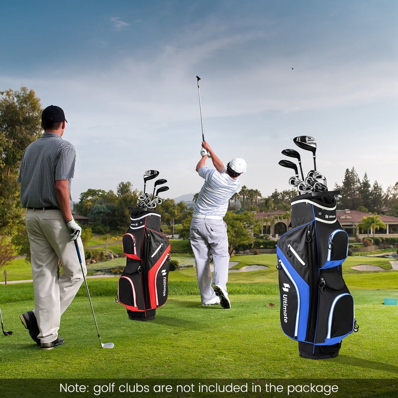 Costway Blue 14-Way Golf Cart Bag with 9 Pockets, Rain Hood & Cooler